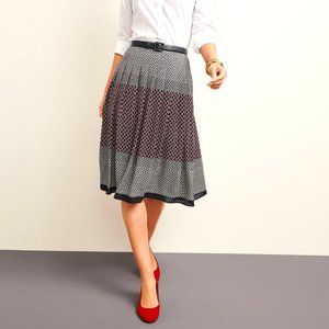 NWT Talbots Geo Print Pleated Full Skirt Japanese Wagara Pattern Print, size 2